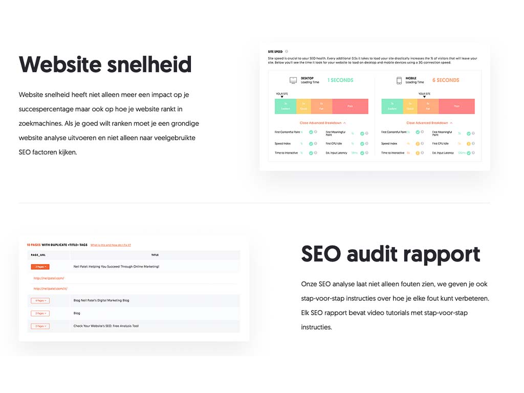 Website analyse van Neil Patel
