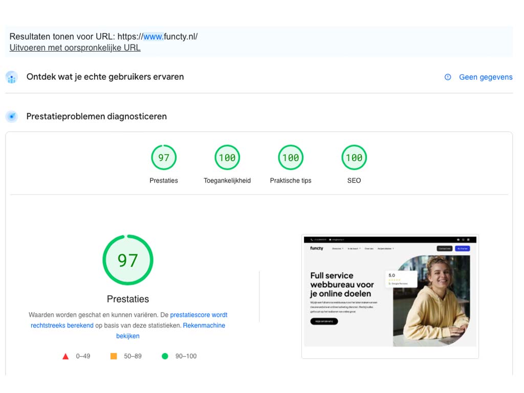 Website snelheid-analyse met pagespeed insight